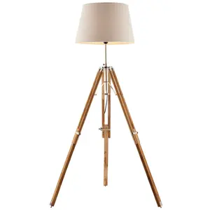 Wood Tripod Floor Lamp Height Adjustable Standing Living Room Light Base Legs