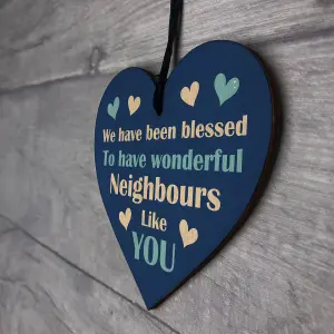 Red Ocean Neighbour Appreciation Gifts - Handmade Wooden Heart Gift For Neighbour - Gifts For Friend