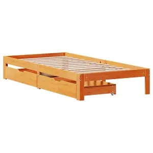 Berkfield Bed Frame with Drawers without Mattress Wax Brown 90x200 cm