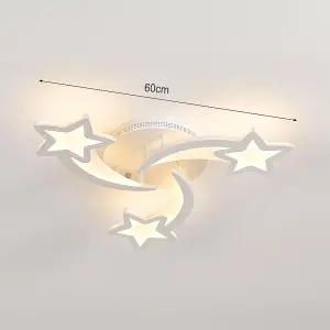 3 Head Childlike Shooting Stars LED Energy Efficient Flush Mount Ceiling Light Cartoon Decor Dimmable