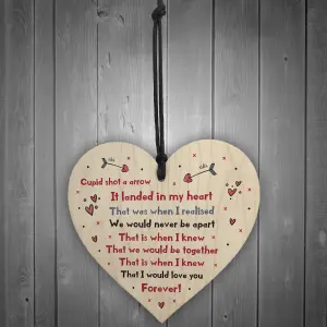 Valentine's Day Gift For Boyfriend Girlfriend Wood Heart Anniversary Gift For Husband Wife Keepsake Plaque