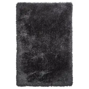 Dark Grey Handmade Modern Plain Shaggy Easy to clean Rug for Bed Room Living Room and Dining Room-150cm X 230cm