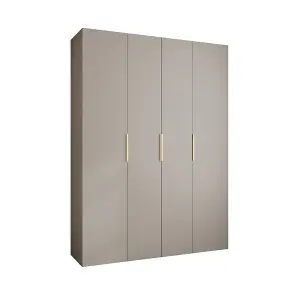 Elegant Cashmere Como IV Hinged Door Wardrobe H2460mm W1800mm D500mm, Four Doors, Sixteen Shelves, Two Hanging Rails, Gold Handles