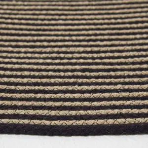 Homescapes Linen and Black Handmade Woven Spiral Braided Rug, 200 cm Round