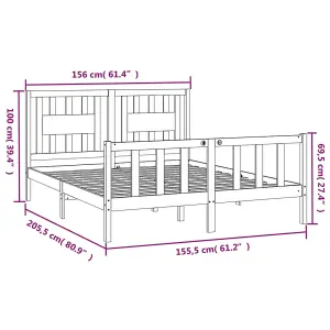 Berkfield Bed Frame with Headboard Honey Brown Solid Wood Pine 150x200 cm King Size