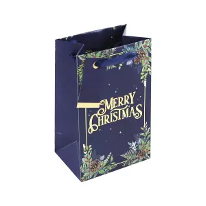 Eurowrap Merry Christmas Embossed Foliage Perfume Bag (Pack of 12) Dark Blue (One Size)