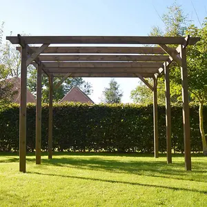 Garden Pergola 6 Posts - Wood - L300 x W660 x H270 cm - Rustic Brown