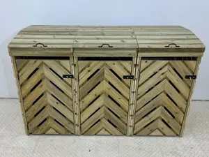 VerdiBin wheelie bin storage unit, Triple, with recycling shelf