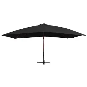 Berkfield Hanging Parasol with Wooden Pole 400x300 cm Black