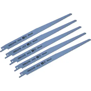 5-Pack 250mm HCS Reciprocating Saw Blades with Milled Side Set Teeth for Efficient Wood Cutting