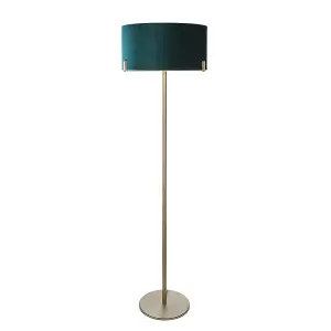 Hatton Antique Brass with Green Velvet Shade Classic Style 1 light Floor Light