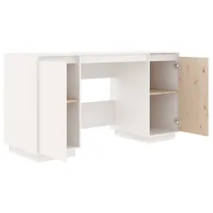 Berkfield Desk White 140x50x75 cm Solid Wood Pine