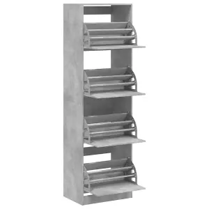 Berkfield Shoe Cabinet with 4 Flip-Drawers Concrete Grey 60x42x204 cm