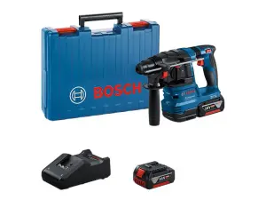 Bosch GBH 18V-22 SDS-Plus Rotary Hammer with Dual 4.0Ah Li-Ion Batteries for Professionals and DIYers