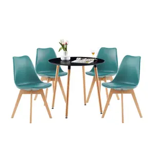 Dex 4 - Person Dining Set Black / Teal