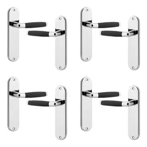 URBNLIVING 184mm Length 8 Pcs Cambridge Metal & Polished Nickel Lever Latch Door Plain Handles Set