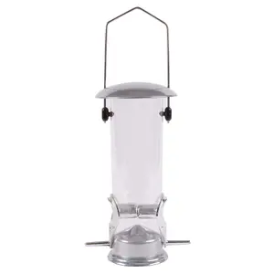 Deluxe Metal Seed Bird Feeder - Silver