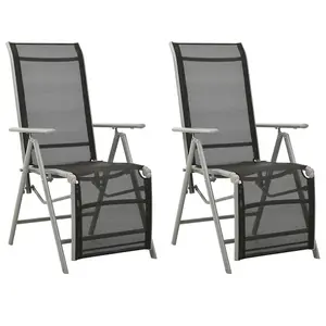 Berkfield Reclining Garden Chairs 2 pcs Textilene and Aluminium Silver