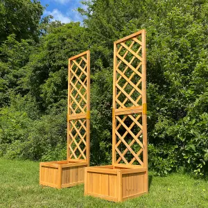 Wooden Garden Planter with Trellis (Set of 2)