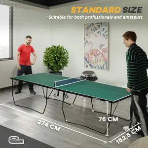 SPORTNOW 9FT Folding Table Tennis Table w/ 8 Wheels, for Indoors - Green