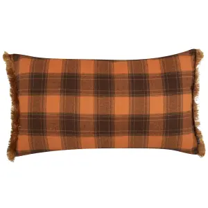 Set of 2 Cushions BARJA 40 x 70 cm Checked Orange