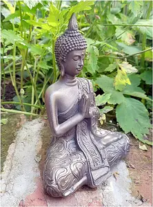 Mystic Thai Buddha Sculpture in Lotus Position Bronze