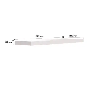 Shelf Depot Gloss White Floating Shelf (L)600mm (D)235mm