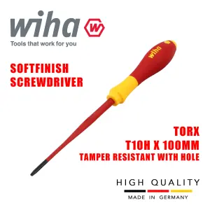 Wiha Torx Screwdriver T10H SlimFix Fit SoftFinish VDE Electrician Security 41141