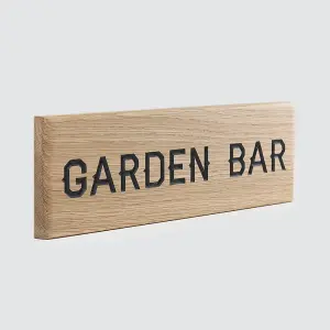 Peak Heritage Engraved Oak Sign 30cm - Garden Bar