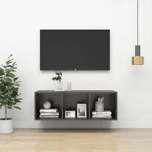 Berkfield Wall-mounted TV Cabinet Grey 37x37x107 cm Engineered Wood