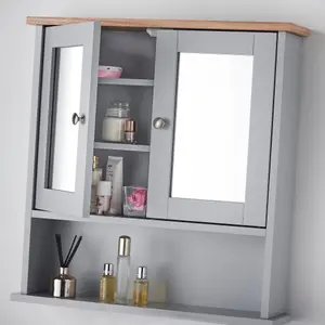 CARME Atlanta 3 Piece Set Bathroom Furniture Free Standing Under Sink Storage Wall Mounted Medicine Cabinet with Mirror Modern Bat