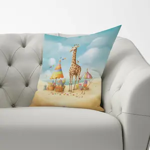 Giraffe On A Beach Holiday Cushions 33cm x 48cm