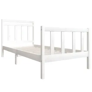 Berkfield Bed Frame White Solid Wood 90x200 cm