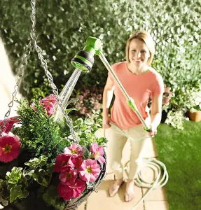 Watering Lance - 1.4m Telescopic Garden Sprayer Nozzle Hose Pipe Attachment with 8 Spray Patterns & Angle Adjusting Head