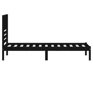 Berkfield Bed Frame Black Solid Wood Pine 100x200 cm