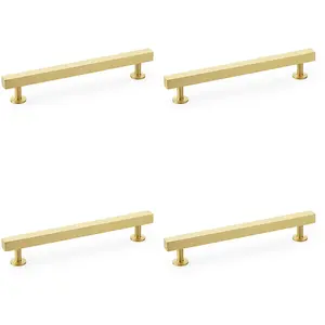 4 PACK - Straight Square Bar Pull Handle - Satin Brass 160mm Centres SOLID BRASS Drawer