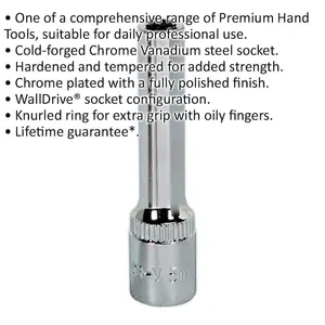 Premium 5mm Forged Steel Deep Drive Socket with Polished Chrome Finish