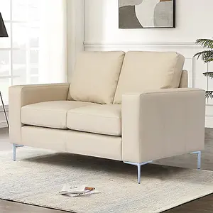 Baltic Faux Leather 2 Seater Sofa In Ivory