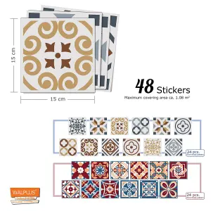 Walplus Steel Blue Vintage Combo Mix Tile Stickers