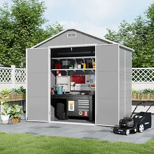 8x4ft Shed Apex Roof Garden PP Tool Shed Outdoor Patio Storage House