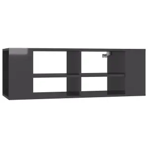 Berkfield Wall-Mounted TV Cabinet High Gloss Grey 102x35x35 cm Engineered Wood