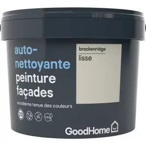 GoodHome Self-cleaning Breckenridge Smooth Matt Masonry paint, 10L Tub