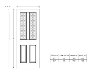 Painted 4 panel Frosted Glazed White Woodgrain effect Internal Door, (H)1981mm (W)686mm (T)35mm