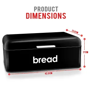 Retro Bread Bin Curved & Rectangle Kitchen Loaf Storage in Black