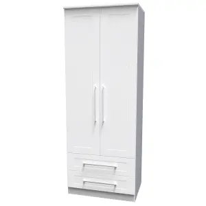 Ripon 2 Door 2 Drawer Wardrobe in White Ash (Ready Assembled)