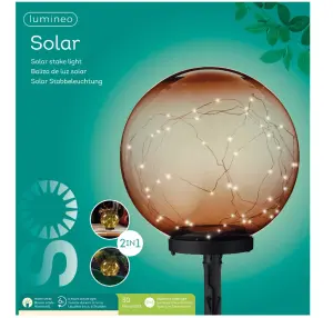 Lumineo Amber Solar Stake Globe Light 30cm