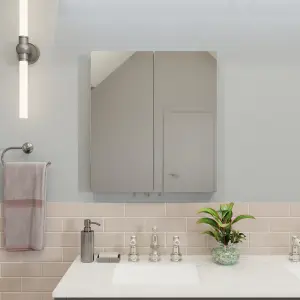 Croydex Dawley White Double Bathroom Wall cabinet With 2 mirror doors (H)690mm (W)600mm