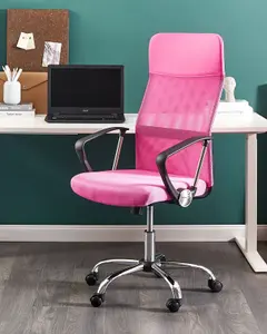 Beliani Minimalist Office Chair Pink DESIGN