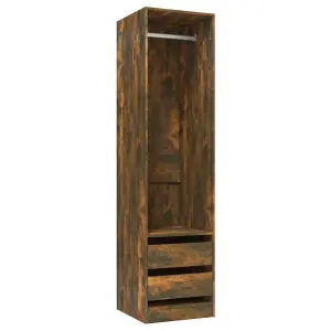 Wardrobe with Drawers Smoked Oak 50x50x200 cm Engineered Wood