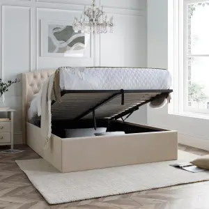 Warwick Natural Velvet Ottoman Bed King Size